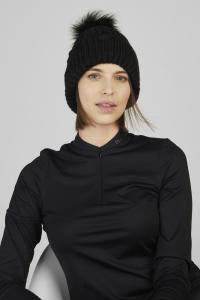 Mössa Beanie Stickad Med Toffs Svart
