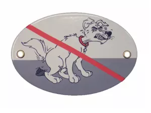 Skylt "Ingen Hundbajs Här" Emalj Med Spjut