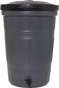 Regntunna med lock/kran/anslutning 200 l grå