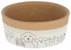 Skål Keramik Hundmotiv Vit/Brun