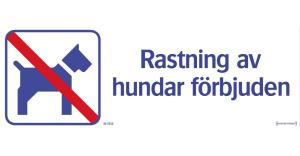 Skylt "Rastning av hundar förbjuden"