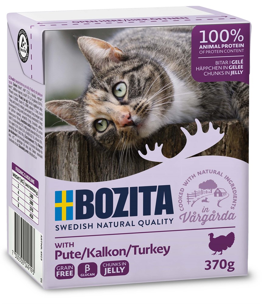 Bozita katt Bitar i Gele med Kalkon 370g
