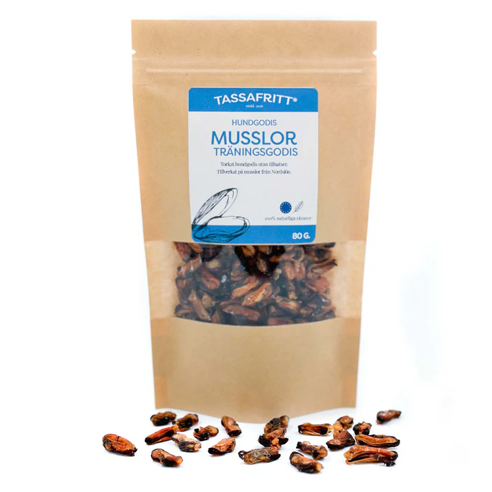 TASSAFRITT musslor träningsgodis 80 gr