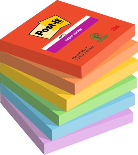 Post-it® Super Sticky Notes, Playful Collection, 76x76mm, 6-pack
