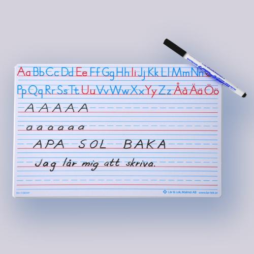 Alfabetstavla + whiteboardpenna + mikrofiberduk