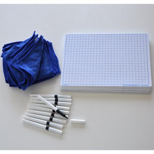 Räknetavlor A4 + Whiteboardpennor & Mikrofiberdukar 30-pack