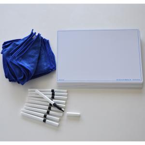 Skrivtavla A4 Blank + Whiteboardpennor & Mikrofiberdukar 30-pack