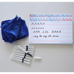 Alfabetstavla A4 + Whiteboardpennor & Mikrofiberdukar 30-pack