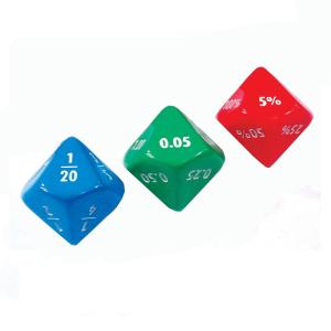 Tärningar bråk, decimal, procentform