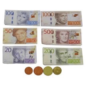 Leksakspengar - Mynt- och sedelpåse