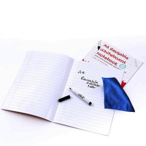 Whiteboard Skrivhäfte A4 linjerad + penna + mikrofiberduk