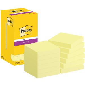 Post-it® Super Sticky Notes, gul, 76x76mm, 12-pack