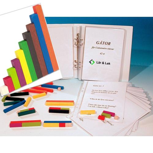 Cuisenairestavar i trä, 74 st inklusive ´Gåtor´