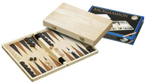 Backgammon i naturträ, 33 x 21 cm