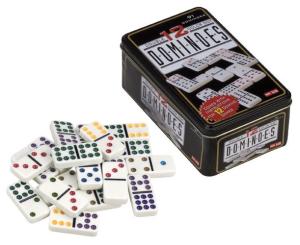 Domino dubbel 12 med färgade prickar, 91 brickor