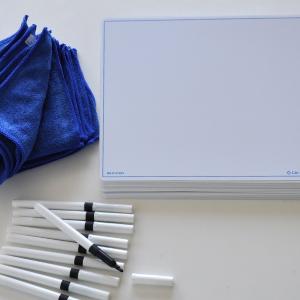Skrivtavla A4 Blank + Whiteboardpennor och Mikrofiberdukar 30-pack
