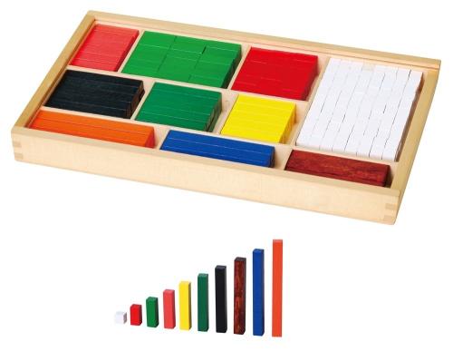 Cuisenairestavar i trä (308 st) i trälåda