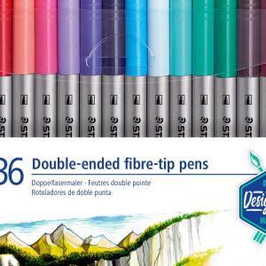 Fiberpennor med dubbel spets, 36 st