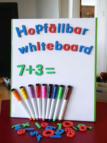 Hopfällbar magnetisk whiteboardtavla A3 med bokstavslåda
