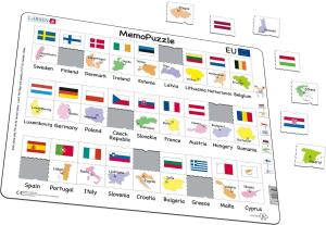Pussel EU - flaggor och huvudstäder, 54 bitar