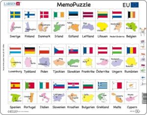 Pussel EU - flaggor och huvudstäder, 54 bitar