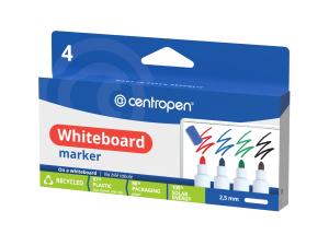 Whiteboardpenna Centropen, rund spets, 4-pack