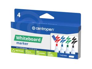 Whiteboardpenna Centropen, skuren spets, 4-pack