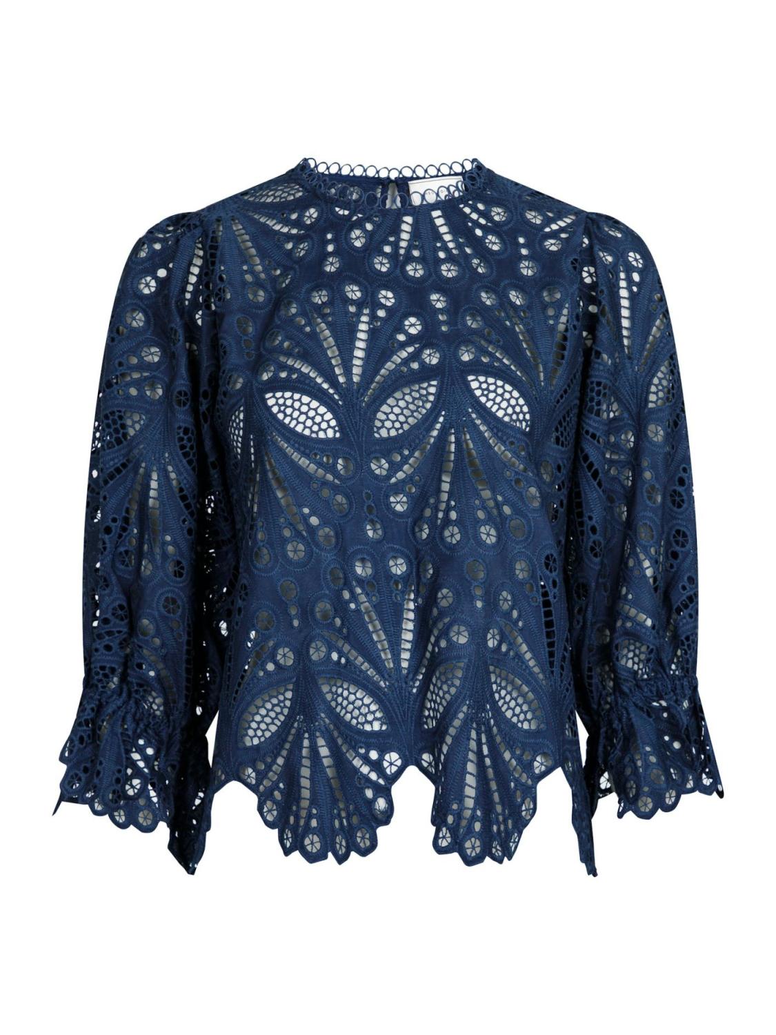 Adela Embrodiery Blouse Navy