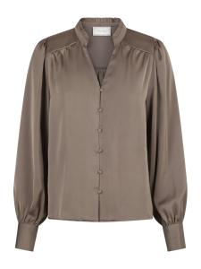 Massima Drapy Satin Blouse Dark Taupe