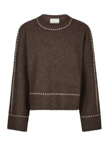 Roeme Knit Stitch Blouse Brown Melange