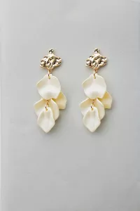 Hammered Leaf Earrings  White