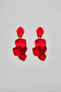 Leaf Earrings Metallic Wine Red