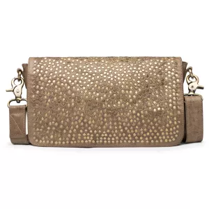 Cross Over Bag With Rivets Taupe