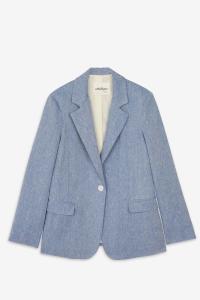 Linen Blend Jacket Denim Blue