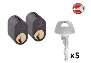 Assa Cylinder 1201 • LL2 • 5 Nycklar • svart mirus