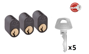 Assa Cylinder 1201 • LL3 • 5 Nycklar • svart mirus