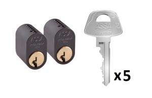 Assa Cylinder 1301 • LL2 • 5 Nycklar • svart mirus