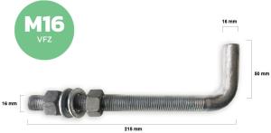 Grind gångjärn M16x215mm