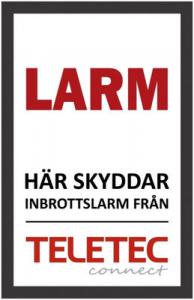 Teletec Larmskylt 65x100 hålad