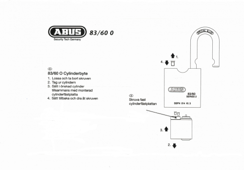 Abus Rock Hänglås 83/60 utan cylinder