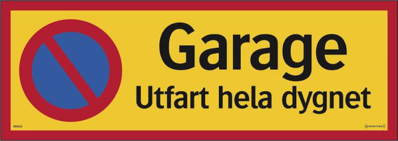 Skylt Garage utfart 594x210mm