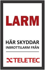 Dekal skylt Larm dubbelsidig