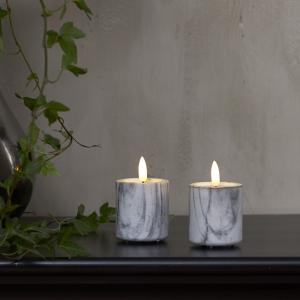 Star Trading Flamme Marble Blockljus LED 2-Pack 9cm