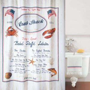 Duschdraperi Marinblå/Röd Spirella Crab Snack 180x200cm