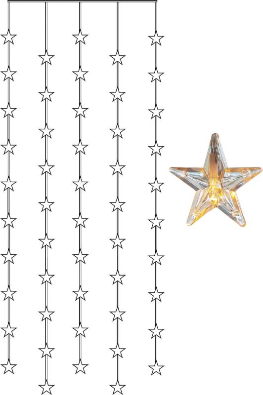 Star Trading Ljusgardin Inomhus Transparent Star Curtain 200cm at lavanille