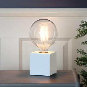 Lampfot Trä Vit Star Trading Kub 9cm