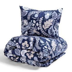 Satin Påslakanset Stormhagen Marinblå 150x210cm Kosta Linnewäfveri