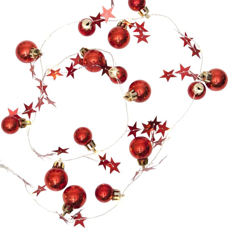 Star Trading Ljusslinga Inomhus Batteridriven Röd X-Mas 90cm at lavanille