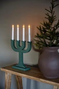 Adventsljusstake Trä Grön 4L 49,5cm Konstsmide