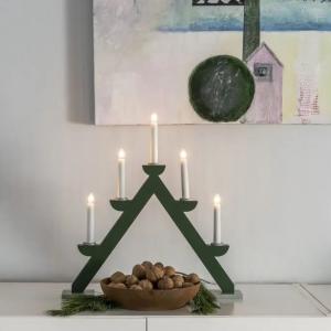 Adventsljusstake Trä Grön/Grå 5L 44cm Konstsmide
